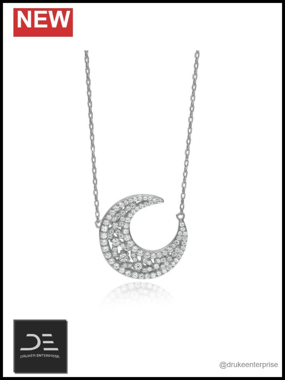 14K Gold Moon Necklace Moissanite Planet Pendant Luxury